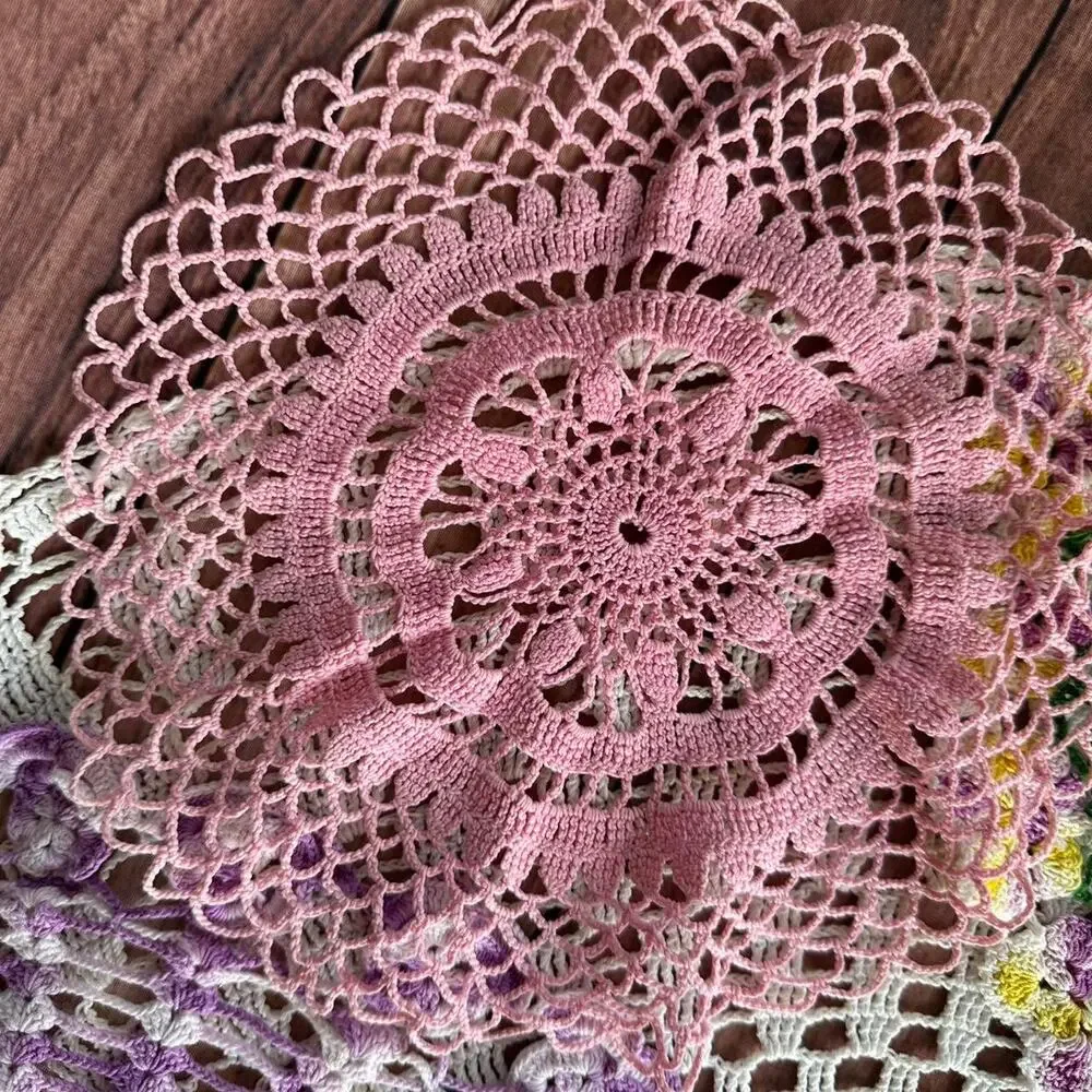 Vintage handmade crochet doily set